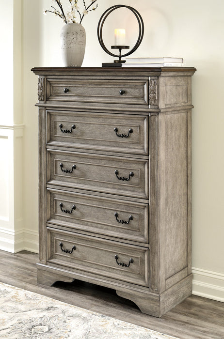 Lodenbay California King Panel Bed with Mirrored Dresser and Chest Huntsville Furniture Outlet