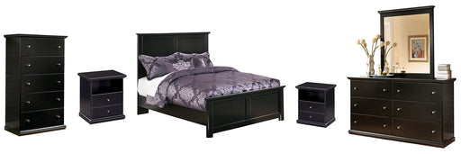 Maribel Full Panel Bed with Mirrored Dresser, Chest and 2 Nightstands Huntsville Furniture Outlet