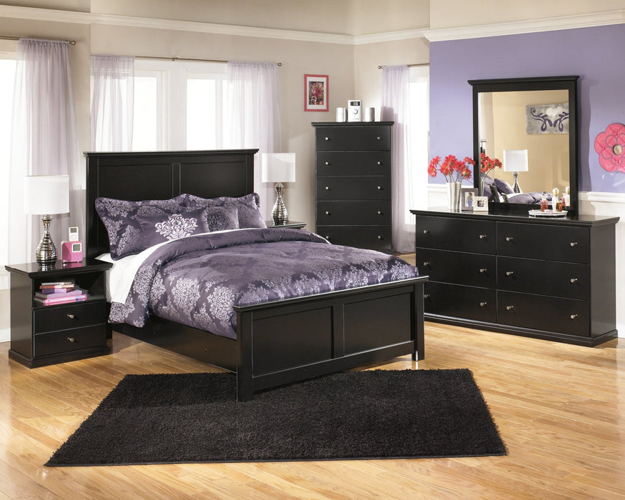 Maribel Full Panel Headboard with Mirrored Dresser Huntsville Furniture Outlet