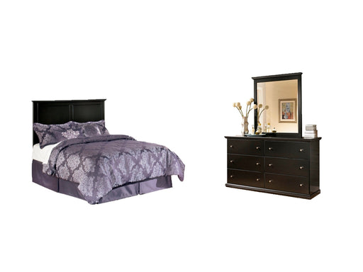 Maribel Full Panel Headboard with Mirrored Dresser Huntsville Furniture Outlet