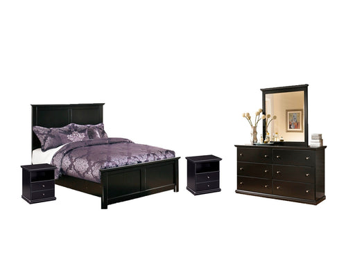 Maribel Full Panel Headboard with Mirrored Dresser and 2 Nightstands Huntsville Furniture Outlet