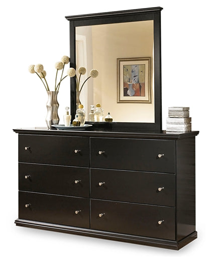 Maribel King/California King Panel Headboard with Mirrored Dresser, Chest and Nightstand Huntsville Furniture Outlet