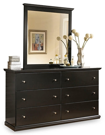 Maribel King/California King Panel Headboard with Mirrored Dresser Huntsville Furniture Outlet