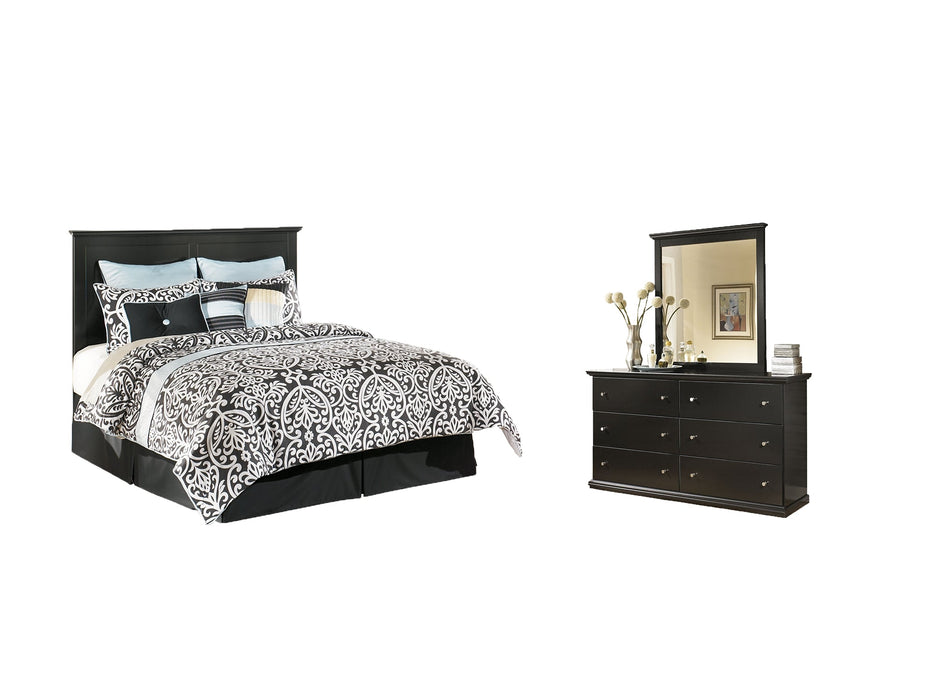 Maribel King/California King Panel Headboard with Mirrored Dresser Huntsville Furniture Outlet