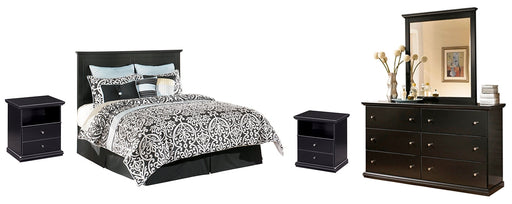 Maribel King/California King Panel Headboard with Mirrored Dresser and 2 Nightstands Huntsville Furniture Outlet