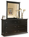 Maribel Queen/Full Panel Headboard with Mirrored Dresser, Chest and 2 Nightstands Huntsville Furniture Outlet