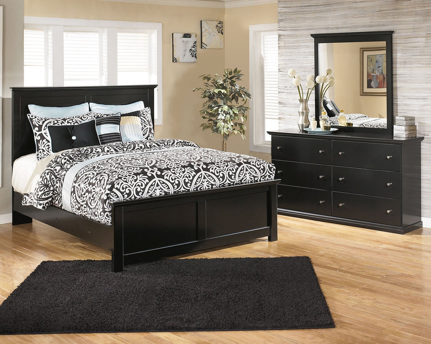 Maribel Queen Panel Bed with Mirrored Dresser Huntsville Furniture Outlet