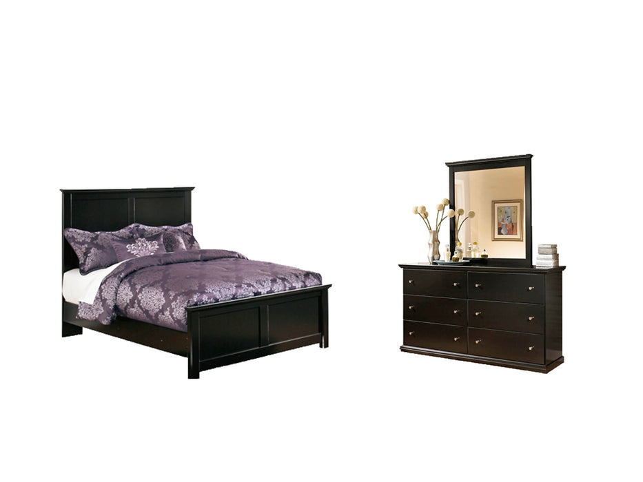 Maribel Queen Panel Bed with Mirrored Dresser Huntsville Furniture Outlet