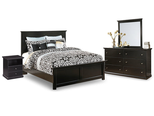 Maribel Queen Panel Bed with Mirrored Dresser and Nightstand Huntsville Furniture Outlet