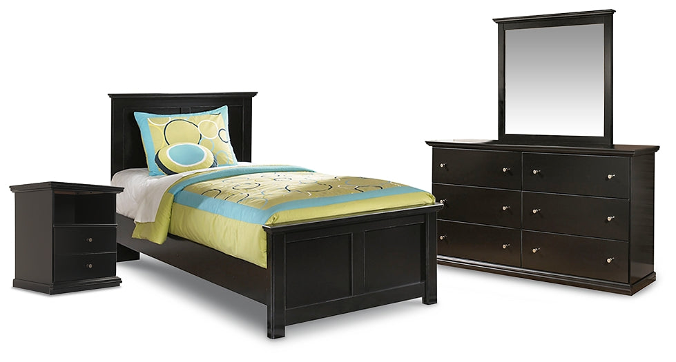 Maribel Twin Panel Bed with Mirrored Dresser and Nightstand Huntsville Furniture Outlet