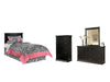 Maribel Twin Panel Headboard with Mirrored Dresser and Chest Huntsville Furniture Outlet