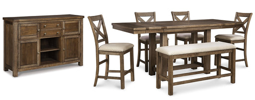 Moriville Counter Height Dining Table and 4 Barstools and Bench with Storage Huntsville Furniture Outlet