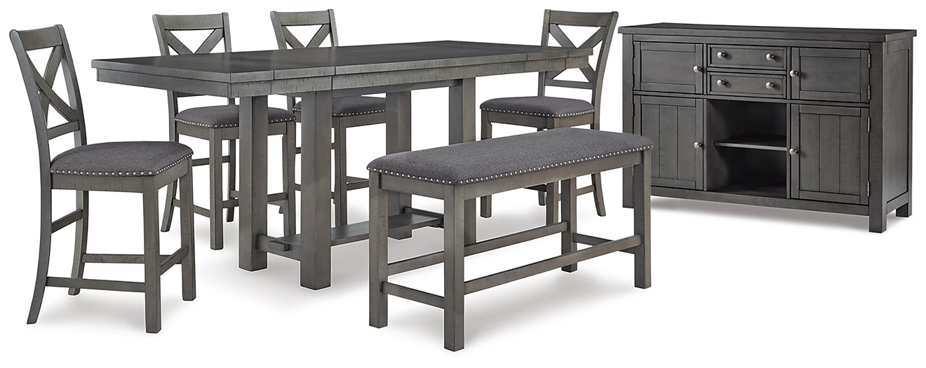 Myshanna Counter Height Dining Table and 4 Barstools and Bench with Storage Huntsville Furniture Outlet