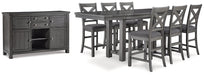 Myshanna Counter Height Dining Table and 6 Barstools with Storage Huntsville Furniture Outlet