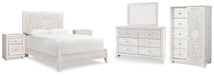 Paxberry Queen Panel Bed with Mirrored Dresser, Chest and 2 Nightstands Huntsville Furniture Outlet