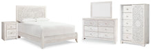 Paxberry Queen Panel Bed with Mirrored Dresser, Chest and Nightstand Huntsville Furniture Outlet