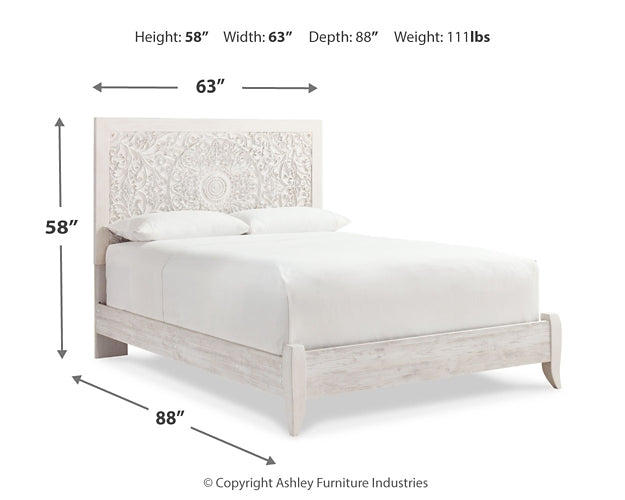 Paxberry Queen Panel Bed with Mirrored Dresser Huntsville Furniture Outlet