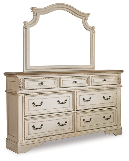 Realyn California King Sleigh Bed with Mirrored Dresser and Chest Huntsville Furniture Outlet