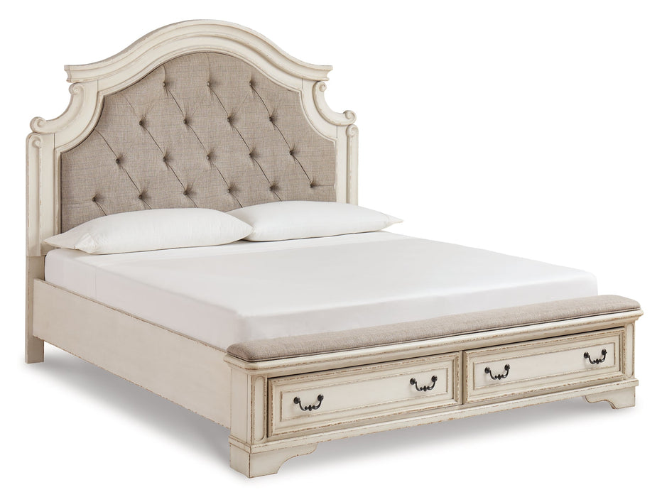 Realyn California King Upholstered Bed with 2 Nightstands Huntsville Furniture Outlet