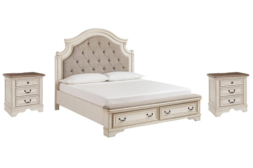 Realyn King Upholstered Bed with 2 Nightstands Huntsville Furniture Outlet