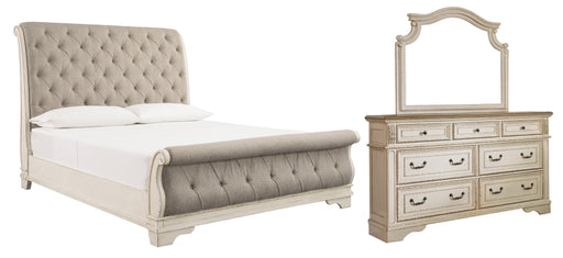 Realyn Queen Sleigh Bed with Mirrored Dresser Huntsville Furniture Outlet