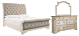 Realyn Queen Sleigh Bed with Mirrored Dresser Huntsville Furniture Outlet