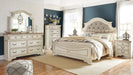 Realyn Queen Upholstered Panel Bed with Mirrored Dresser, Chest and 2 Nightstands Huntsville Furniture Outlet