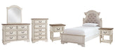 Realyn Twin Panel Bed with Mirrored Dresser, Chest and 2 Nightstands Huntsville Furniture Outlet