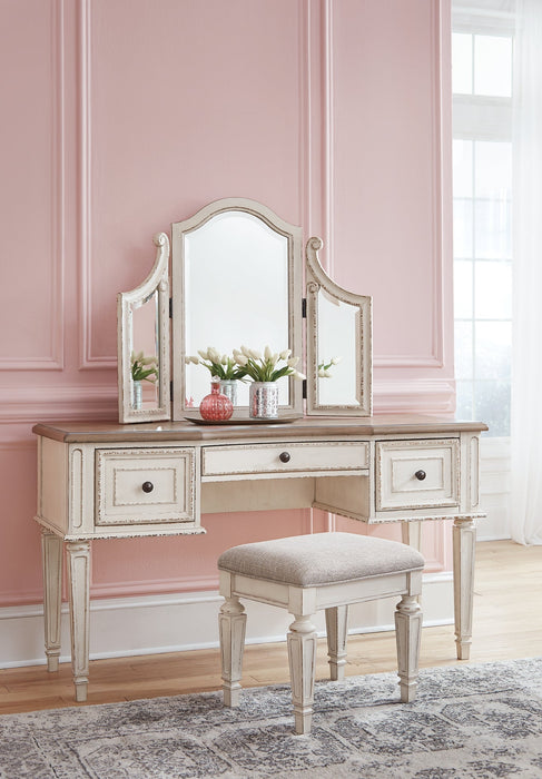 Realyn Vanity/Mirror/Stool (3/CN) Huntsville Furniture Outlet