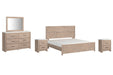 Senniberg King Panel Bed with Mirrored Dresser and 2 Nightstands Huntsville Furniture Outlet