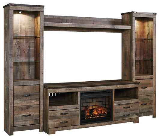 Trinell 4-Piece Entertainment Center with Electric Fireplace Huntsville Furniture Outlet