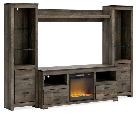 Trinell 4-Piece Entertainment Center with Electric Fireplace Huntsville Furniture Outlet