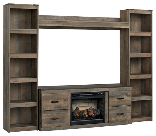 Trinell 4-Piece Entertainment Center with Electric Fireplace Huntsville Furniture Outlet