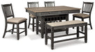 Tyler Creek Counter Height Dining Table and 4 Barstools and Bench Huntsville Furniture Outlet