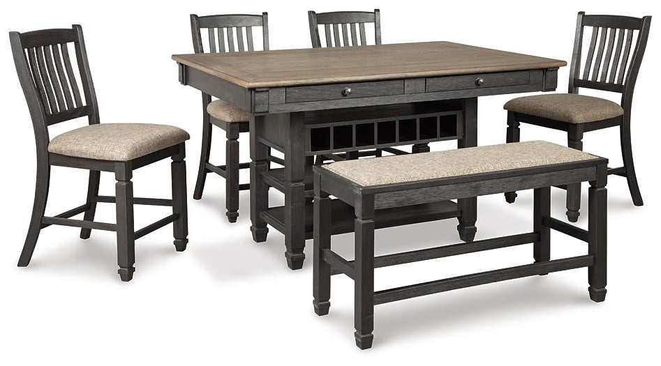 Tyler Creek Counter Height Dining Table and 4 Barstools and Bench Huntsville Furniture Outlet