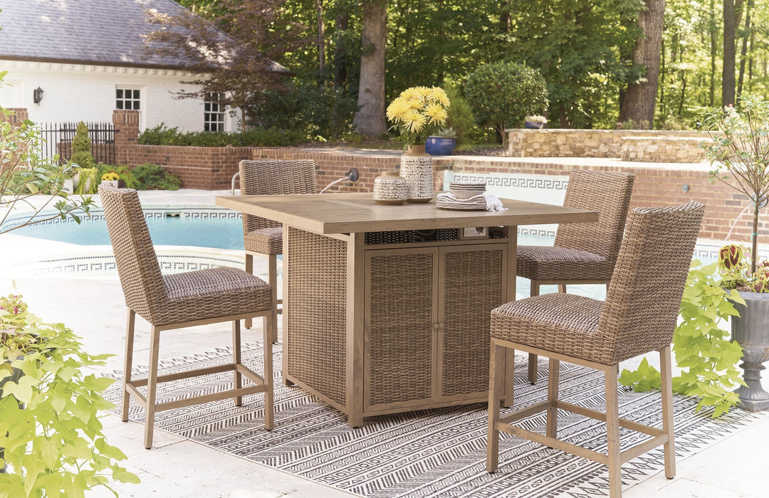 Walton Bridge Square Bar Table w/Fire Pit Huntsville Furniture Outlet