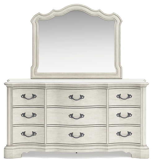 Arlendyne King Upholstered Bed with Mirrored Dresser