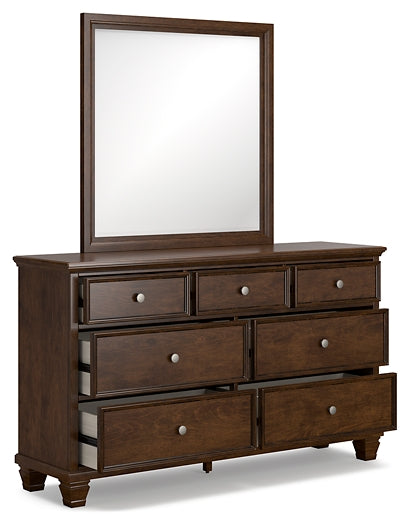 Danabrin Queen Panel Bed with Mirrored Dresser and 2 Nightstands