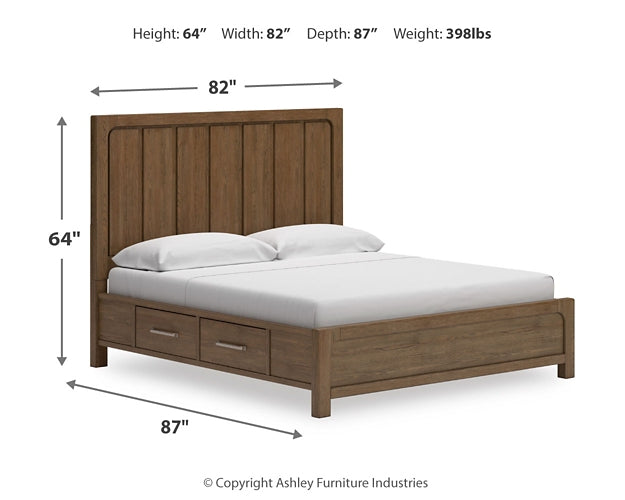 Cabalynn King Panel Bed with Storage with Mirrored Dresser and Chest